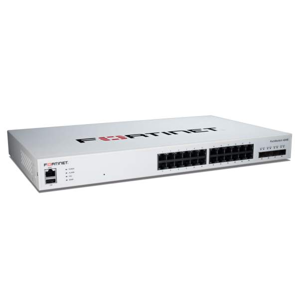 Fortinet - FS-424E - Layer 2/3 FortiGate switch controller compatible switch with 24 GE RJ45, 4x 10 GE SFP + ports.