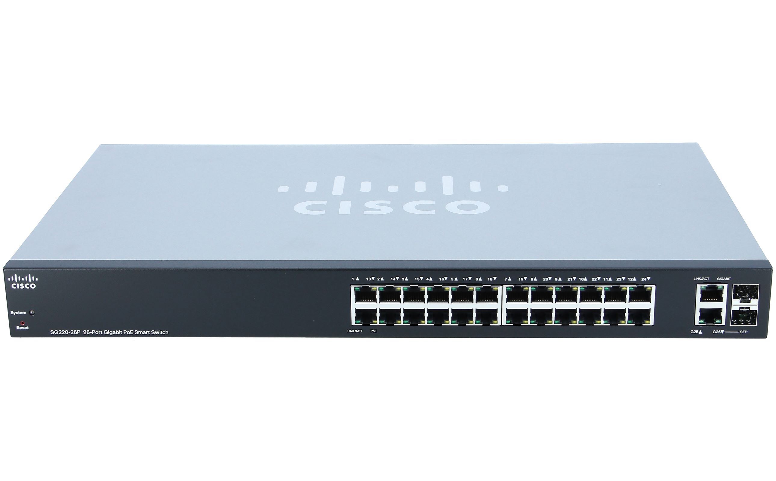 Cisco - SG220-26P-K9-EU - Small Business Smart Plus SG220-26P - Switch -  1.000 Mbps - 26-Port - Rack-Modul