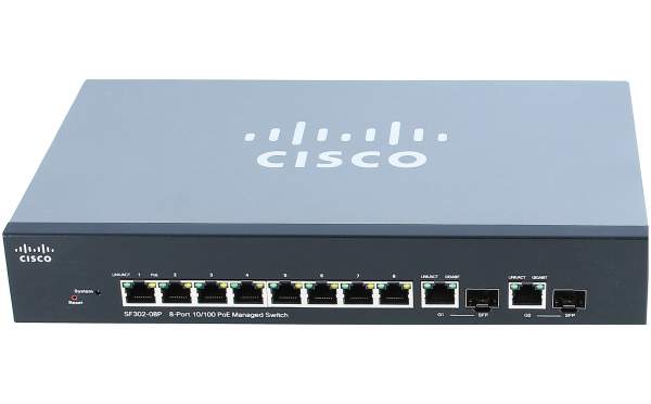 Cisco - SRW208P-K9-EU - SF 302-08P 8-port 10/100 PoE Managed Switch w/Gig Uplinks
