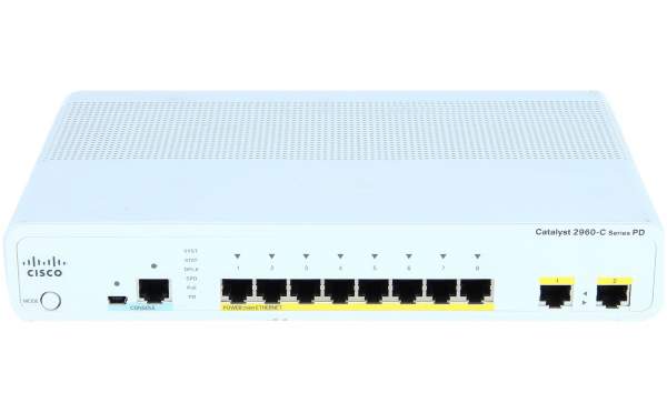 Cisco - WS-C2960CPD-8PT-L - Catalyst WS-C2960CPD-8PT-L - Gestito - L2 - Fast Ethernet (10/100) - Full duplex - Supporto Power over Ethernet (PoE)