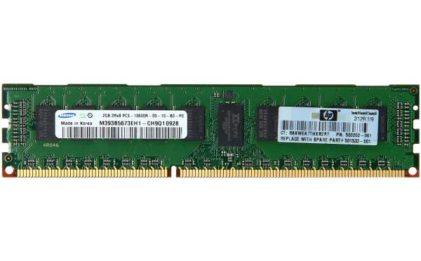 HP - 500656-B21 BULK - 2GB (1x2GB) Dual Rank x8 PC3-10600 (DDR3-1333) Registered CAS-9 Memory Ki