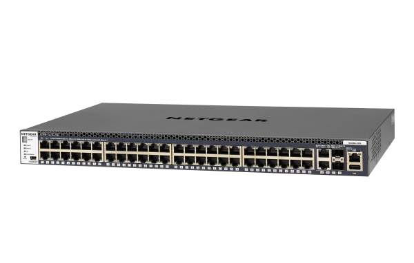 Netgear - GSM4352S-100NES - M4300-52G - Switch - L3 - managed - 2 x 10/100/1000/10000 + 2 x 10 Gigabit SFP+ + 48 x 10/100/1000 - front to back airflow - rack-mountable