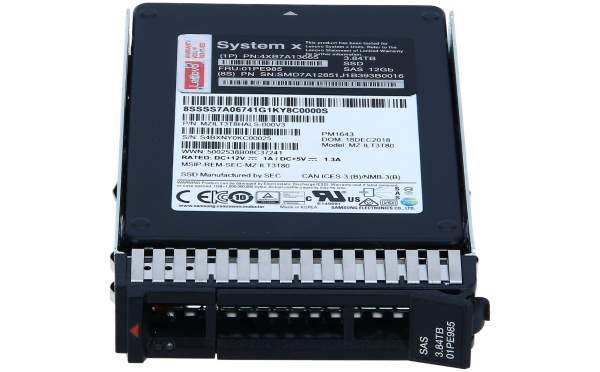 Lenovo - 4XB7A13665 - PM1643 3.84TB Enterprise Capacity 12Gb SAS G3HS 2.5in SSD
