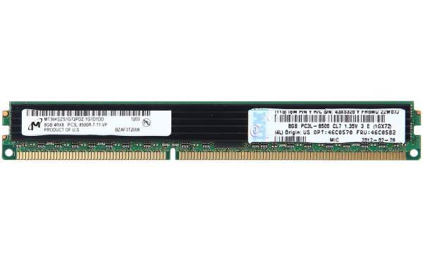 IBM - 46C0570 - 8GB (1x8GB, 4Rx8, 1.35V) PC3L-8500 CL7 ECC DDR3 1066MHz VLP RDIMM