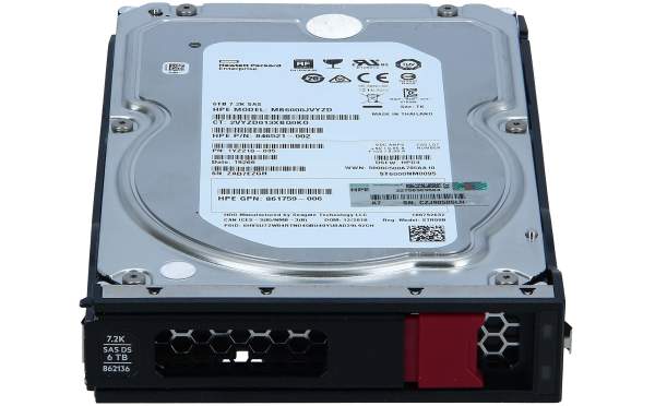 HPE - 862136-001 - Hard drive - 6 TB - hot-swap - 3.5" LFF - SAS 12Gb/s - 7200 rpm - with HPE Low Pr
