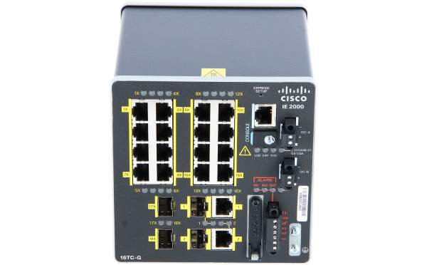 Cisco - IE-2000-16TC-G-E - Industrial Ethernet 2000 Series - Switch - Managed - 16 x 10/100 + 2 x combo Gigabit SFP + 2 x Fast Ethernet SFP - DIN rail mountable