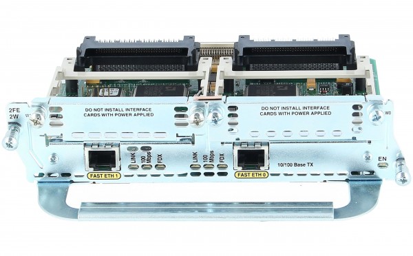 Cisco - NM-2FE2W - 2-port 10/100 Ethernet 2-WIC-slot Network Module - Ethernet - Fast Ethernet - 10/100Base-T(X) - 2x 10/100 Ethernet ports 2x WIC slots