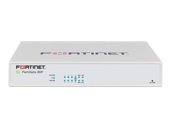 Fortinet - FG-80F-BDL-950-12 - Fortigate 80F - 10000 Mbit/s - 6500 Gbit/s - 1400 Mbit/s - 3,23 Î¼s - 256-bit AES - HTTPS - IPSec - SHA-256 - SSL/TLS -