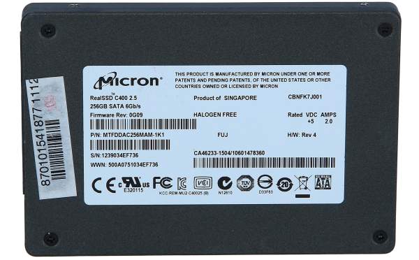 Micron - MTFDDAC256MAM-1K1 - RealSSD C400 256GB MLC SATA 6Gbps 2.5-Inch Solid State Drive