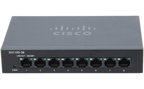 Cisco - SG110D-08-EU - Small Business SG110D-08 - Switch - 1.000 Mbps - 8-Port 3 HE - Rack-Modul
