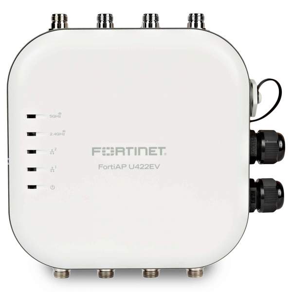 Fortinet - FAP-U422EV-E - Outdoor Wireless Universal AP - Dual radio (802.11 a/b/g/n and 802.11 a/b/g/n/ac Wave 2, 4x4 MU-MIMO), external antennas included, 2 x 10/100/1000 RJ45 port, IP67 rated. Pole/wall mount kit, ground cable, power supply included. R