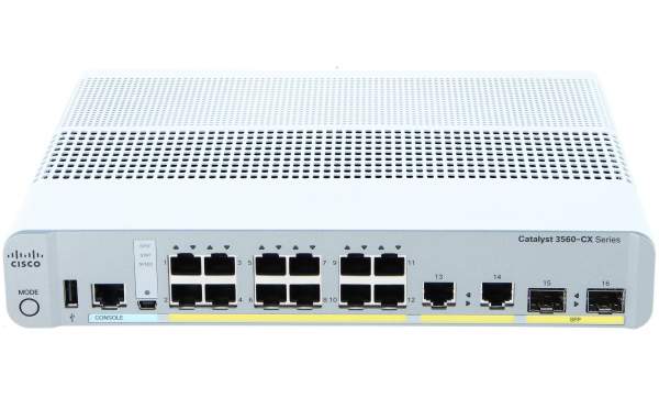 Cisco - WS-C3560CX-12PC-S - Catalyst 3560-CX - Gestito - L2/L3 - Gigabit Ethernet (10/100/1000) - Supporto Power over Ethernet (PoE) - Montaggio rack - Montabile a parete