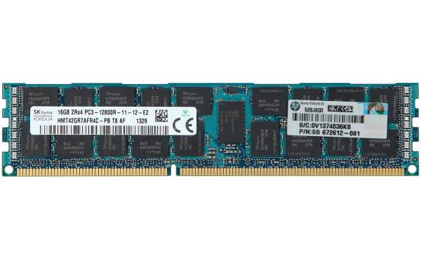 Samsung - 672612-081 - E 16GB 1x16GB Dual Rank x4 PC3-12800R DDR3-1600 Registered CAS-11 Memory - 16 GB - DDR3