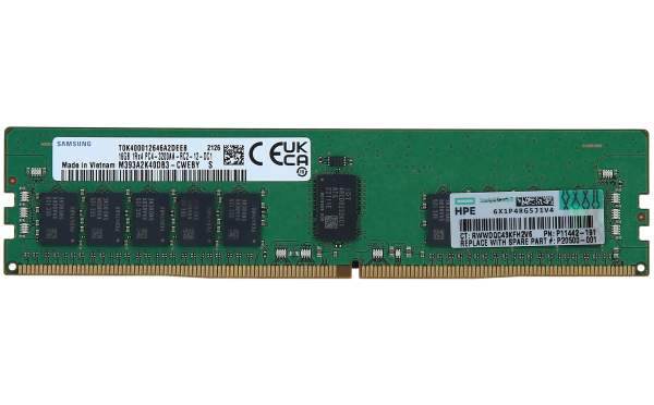 HP - P20500-001 - HPE 16GB (1 x 16GB) Single rank x4 DDR4-3200 CAS-22-22-22 registered smart memory kit