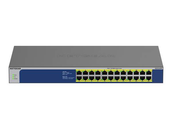 Netgear - GS524PP-100EUS - GS524PP - Non gestito - Gigabit Ethernet (10/100/1000) - Supporto Power over Ethernet (PoE) - Montaggio rack