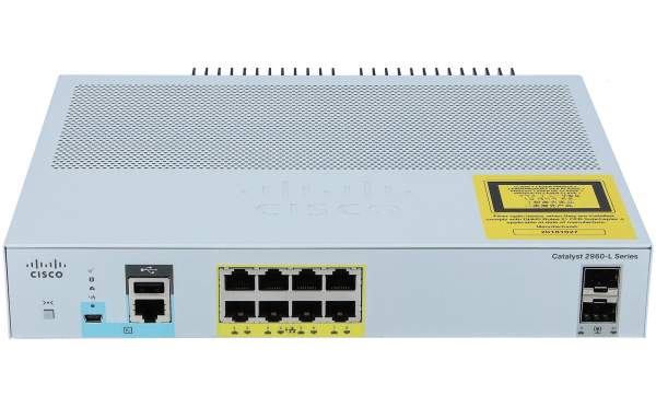 Cisco - WS-C2960L-8PS-LL - Catalyst 2960-L - Gestito - L2 - Gigabit Ethernet (10/100/1000) - Supporto Power over Ethernet (PoE) - Montaggio rack - 1U