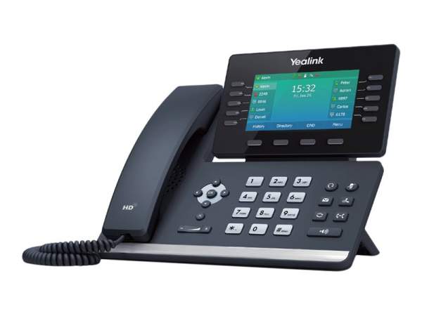 Yealink - SIP-T54W - VoIP phone - with Bluetooth interface with caller ID IEEE 802.11a/b/g/n/ac (Wi-Fi) - 3-way call capability - SIP - SIP v2 - SRTP - classic gray
