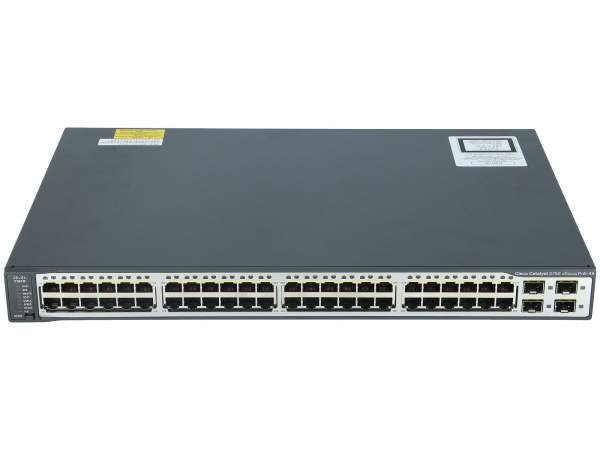 Cisco - WS-C3750V2-48PS-S - Catalyst 3750V2 48 10/100 PoE + 4 SFP Standard Image