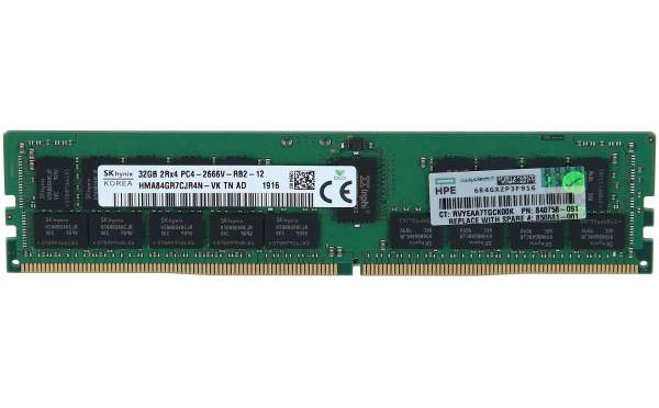 HPE - 840758-091 - Memory 32GB DDR4 PC4-2666V-R SD-Ram (840758-091N) - 32 GB