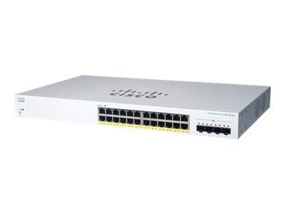 Cisco - CBS220-24P-4X-EU - Business 220 Series CBS220-24P-4X - Switch - smart - 24 x 10/100/1000 (PoE+) + 4 x 10 Gigabit SFP+ (uplink) - rack-mountable - PoE+ (195 W)