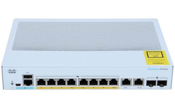 Cisco - CBS350-8FP-E-2G-EU - 8 x 10/100/1000 (PoE+) + 2 x combo SFP - L3 - Managed