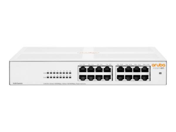 HPE - R8R47A - Aruba Instant On 1430 16G Switch - Switch - unmanaged - 16 x 10/100/1000 - desktop - rack-mountable - wall-mountable - BTO
