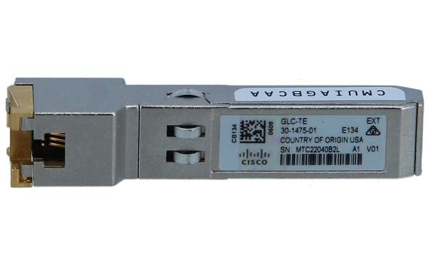 Cisco - GLC-TE - SFP (mini-GBIC) transceiver module - GigE - 1000Base-T - RJ-45 - bis zu 100m