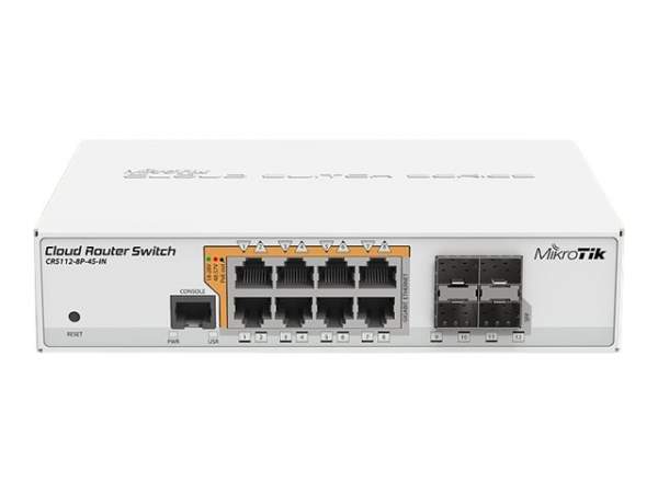 MikroTik - CRS112-8P-4S-IN - Cloud Router Switch 112-8P-4S-IN - Switch - L3 - Managed - 18 x 10/100/