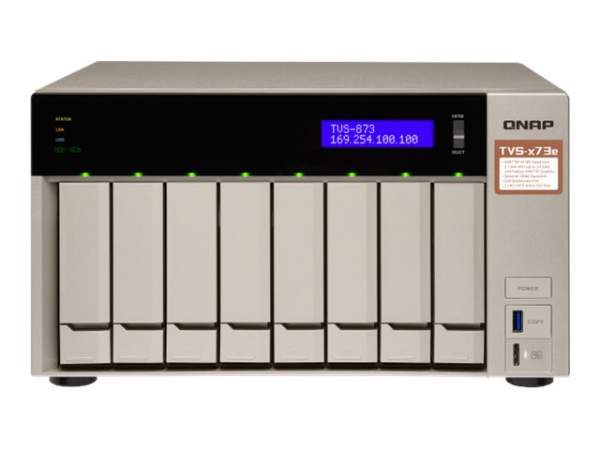 QNAP - TVS-873E-4G - NAS server - 8 bays - SATA 6Gb/s - RAID 0 1 5 6 10 50 - JBOD - RAM 4 GB - Gigabit Ethernet - iSCSI support
