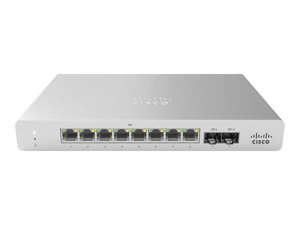 Cisco - MS120-8LP-HW - Meraki Cloud Managed MS120-8 - Switch - Managed - 8 x 10/100/1000 (PoE+) + 2 x Gigabit SFP - desktop - wall-mountable - PoE+ (67 W)