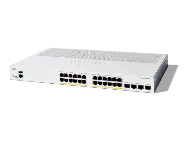 Cisco - C1200-24P-4G - Catalyst 1200 - Switch - L3 - smart - 24 x 10/100/1000Base-T + 4 x 10 Gigabit SFP+ - rack-mountable - PoE+ (195 W)