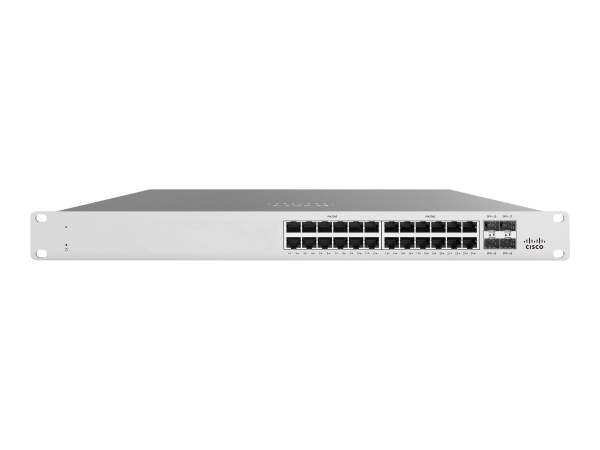 Cisco - MS125-24P-HW - Meraki Cloud Managed MS125-24P - Switch - Managed - 24 x 10/100/1000 (PoE) + 4 x 10 Gigabit SFP+ - desktop - wall-mountable - PoE (370 W)