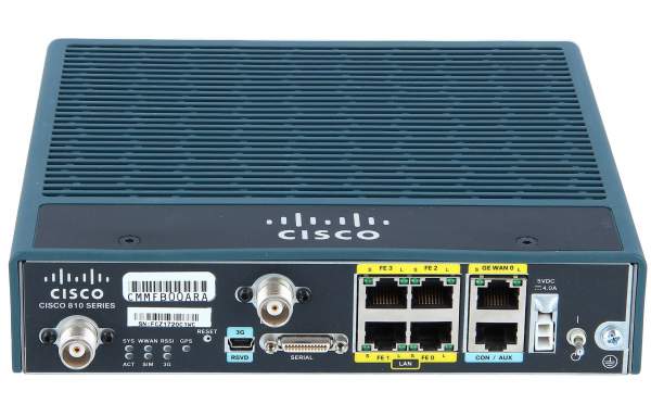 Cisco - C819G+7-K9 - 819 - Wi-Fi 4 (802.11n) - Collegamento ethernet LAN - 3G - 3G - Nero - Router da tavolo