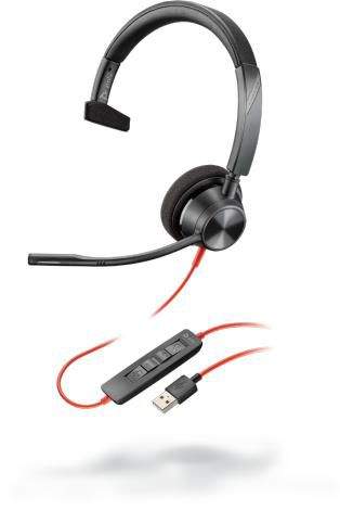 Poly - 212703-01 - Blackwire 3310 - Microsoft Teams - 3300 Series - headset - on-ear - wired - USB - Certified for Microsoft Teams