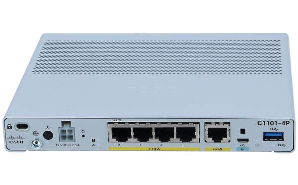Cisco - C1101-4P - C1101-4P - Collegamento ethernet LAN - ADSL - ADSL2 - VDSL2 - Grigio - Router da tavolo