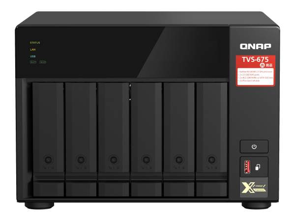 QNAP - TVS-675-8G - NAS server - 6 bays - SATA 6Gb/s - RAID 5 6 10 - RAM 8 GB - Gigabit Ethernet / 2.5 Gigabit Ethernet - iSCSI support