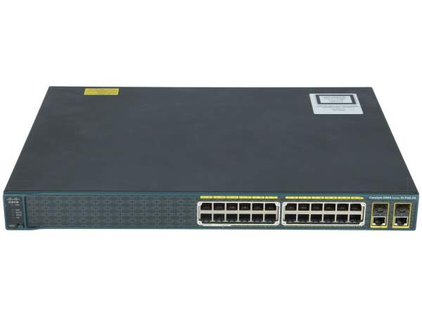 Cisco - WS-C2960-24PC-S - WS-C2960+24PC-S 24 Ethernet 10/100 PoE ports 370W capacity 2 SFP and 2 - Interruttore - 0,1 Gbps