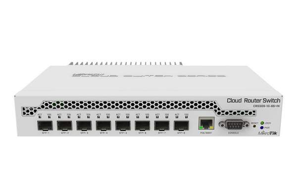 MikroTik - CRS309-1G-8S+IN - CRS309-1G-8S+ - Managed - Gigabit Ethernet (10/100/1000) - Power over Ethernet (PoE) - Rack mounting - 8x SFP+ ports - PoE-in - 800MHz CPU - 512MB RAM - 16MB Flash