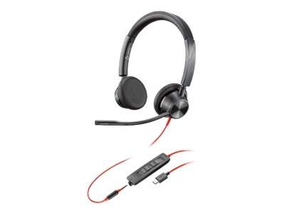 Poly - 214017-01 - Blackwire 3325 - Microsoft Teams - 3300 Series - headset - on-ear - wired - 3.5 mm jack - USB-C - Certified for Microsoft Teams