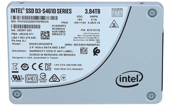 Intel - SSDSC2KG038T801 - Solid-State Drive D3-S4610 Series - Solid-State-Disk - encrypted - 3.84 TB - internal - 2.5" (6.4 cm)