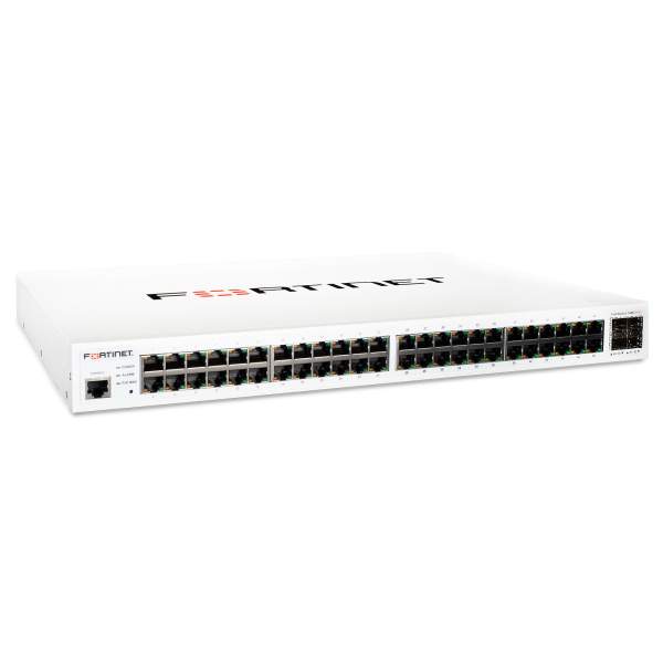 Fortinet - FS-148E-POE - Layer 2 FortiGate switch controller compatible PoE+ switch with 48 GE RJ45 + 4 SFP ports, 24 port PoE with
