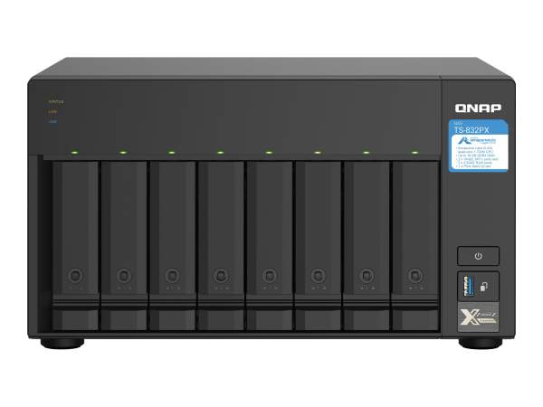 QNAP - TS-832PX-4G - NAS server - 8 bays - SATA 6Gb/s - RAID 0 1 5 6 10 50 - JBOD - RAM 4 GB - Gigab