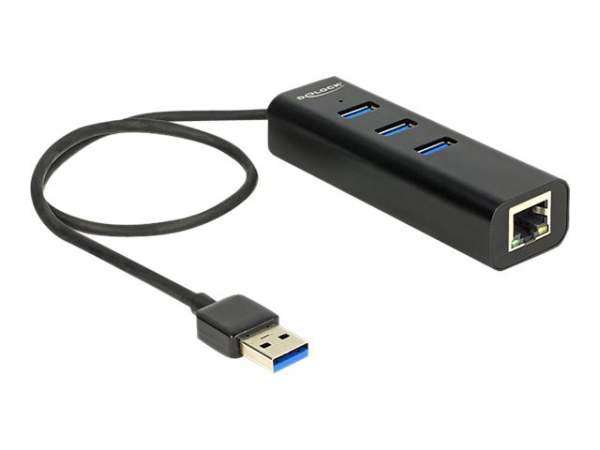 DELOCK - 62653 - Adapter USB3.0 Hub 3 Port+1 Port Gigabit LAN