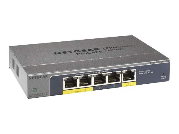 Netgear - GS105PE-10000S - Plus GS105PE - Switch - managed - 2 x 10/100/1000 (PoE+)