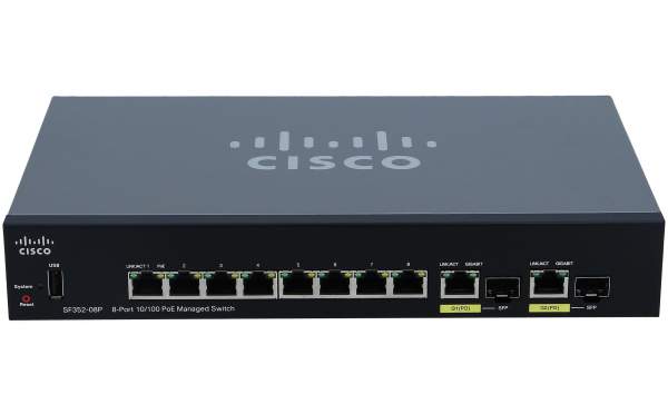 Cisco - SF352-08P-K9-EU - Small Business SF352-08P - Gestito - L2/L3 - Fast Ethernet (10/100) - Supporto Power over Ethernet (PoE) - Montaggio rack - 1U