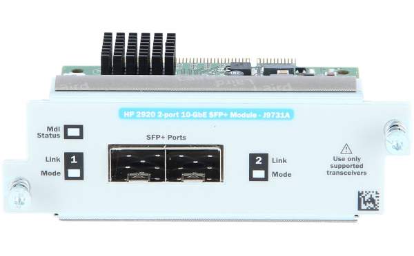 HPE - J9731A - 2920 2-port 10GbE SFP+ - 10 Gigabit Ethernet - Fast Ethernet - Gigabit Ethernet - 10,100,1000,10000 Mbit/s - SFP+ - HP 2920 - 101,6 x