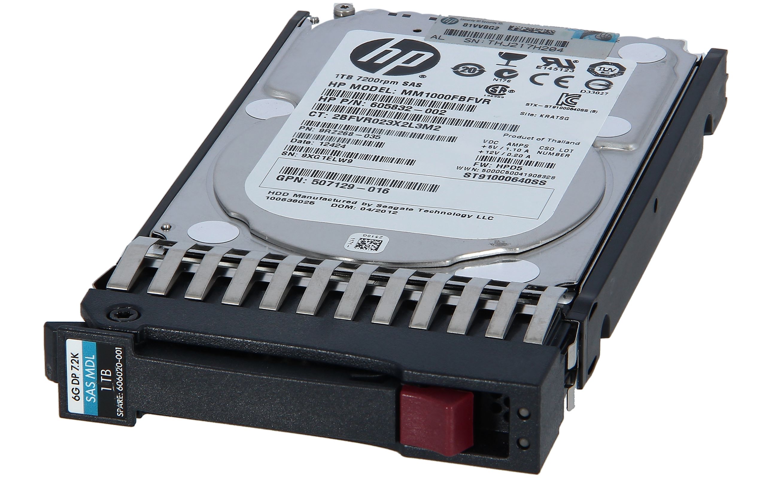 HPE 605835-B21 606020-001 1TB 7.2K 6G 2.5 SAS DP HDD INCLUDES HDD TRAY 
