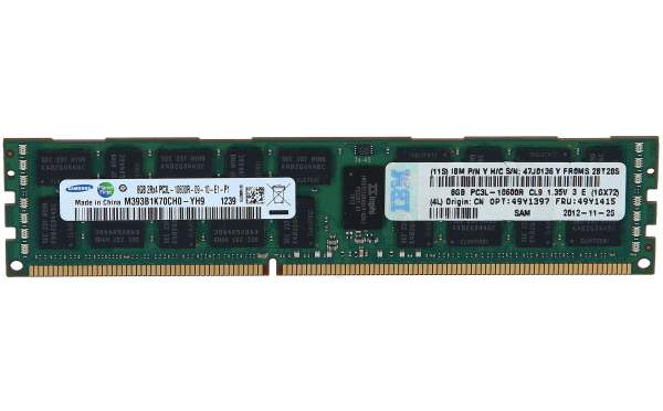 IBM - 49Y1397 - 8GB (1X8GB, 2Rx4, 1.35V) PC3L-10600 CL9 ECC DDR3 1333MHz LP RDIMM
