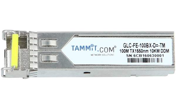 Cisco - GLC-FE-100BX-D= - SFP (mini-GBIC) transceiver module - 100Mb LAN - 100Base-BX - LC single-mode - up to 10 km - 1550 nm