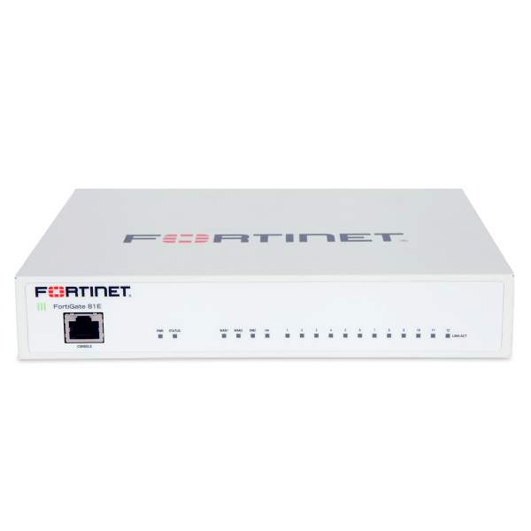 Fortinet - FG-81E - 14 x GE RJ45 ports (including 1 x DMZ port, 1 x Mgmt port, 1 x HA port, 12 x switch ports), 2 x Shared Media pairs (Including 2 x GE RJ45 ports, 2 x SFP slots). 128GB onboard storage.